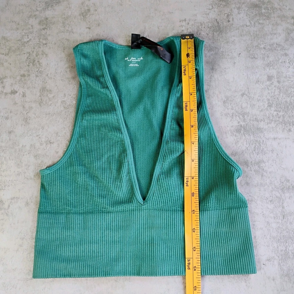 Out From Under Urban Outfitters Deep V Ribbed Vest Top Turquoise Crop Size S - Picture 7 of 8